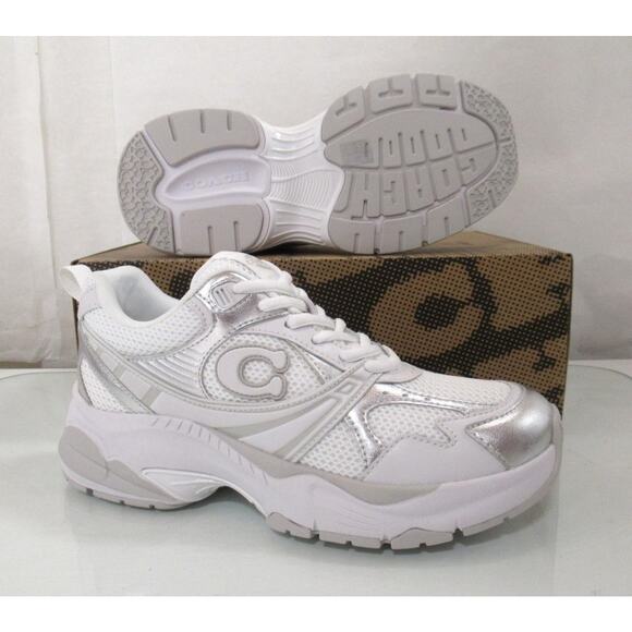 Women's Coach Mesh Sneaker Lace Up C Signature Light Grey / Optic White - Picture 10 of 10
